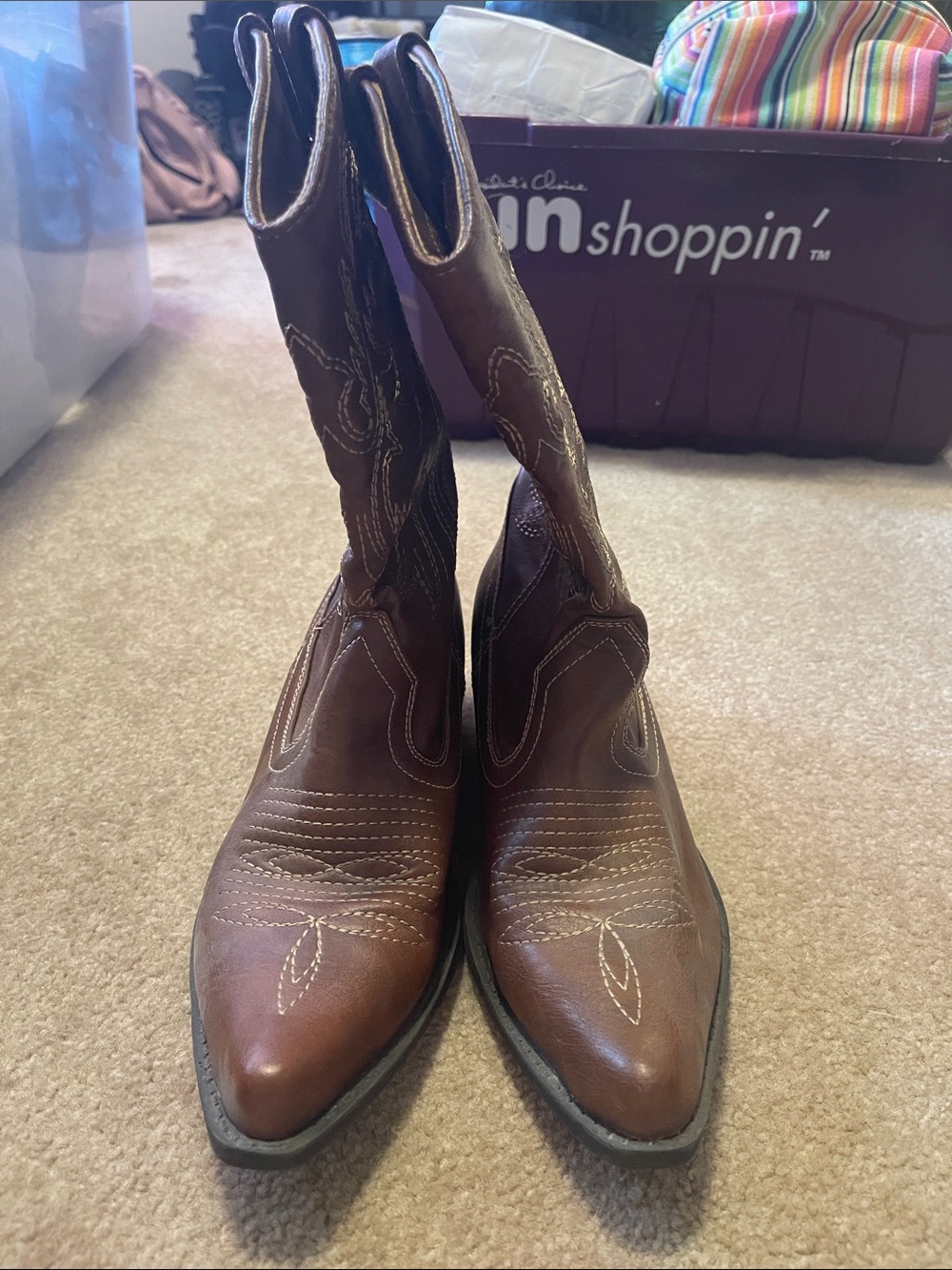 American Eagle Outfitters Brown Leather Western Ankle Boots